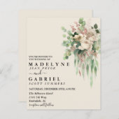 Papier Aquarelle Eucalyptus Crème florale Élégante (Devant / Derrière)