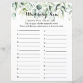 Papier Aquarelle Eucalyptus Green ABC Baby shower Jeu (Devant)