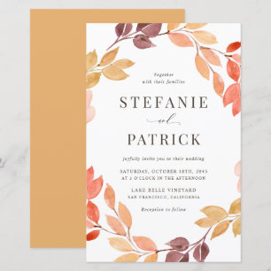 Papier Aquarelle Faire-part de mariage de fils d'automne