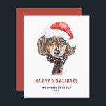 Papier Aquarelle Festive Dachshund Père Noël Joyeux Howli<br><div class="desc">Joyeux Howlidays ! Envoyez vos souhaits de vacances à votre famille et à vos amis avec cette carte de vacances personnalisable. Il dispose d'un beagle aquarelle portant un chapeau de Père Noël. Personnalisez cette carte de vacances beagle en ajoutant vos coordonnées. Cette carte de Noël pour chien est disponible sur...</div>
