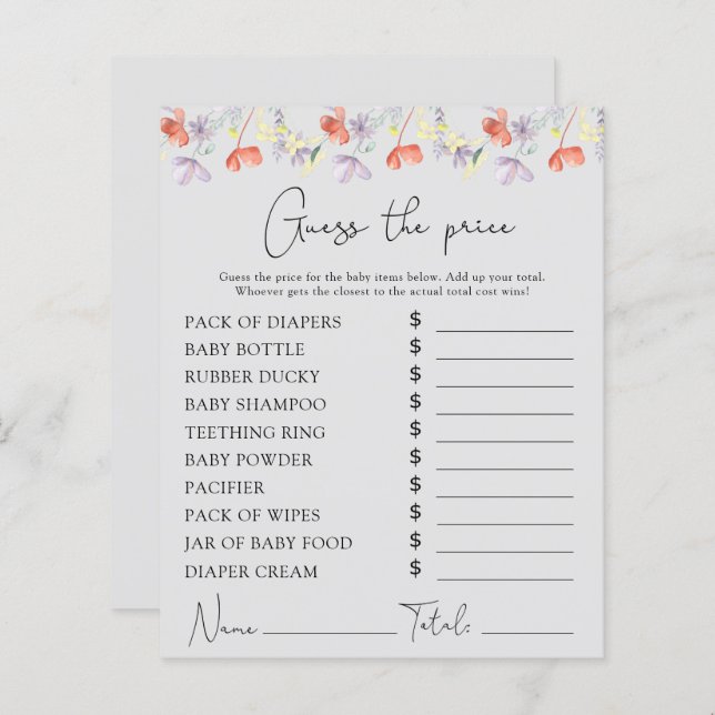 Papier Aquarelle Fleur sauvage Prix Guest jeu (Devant / Derrière)