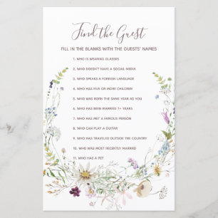 Papier Aquarelle fleur sauvage Trouvez le jeu Invité