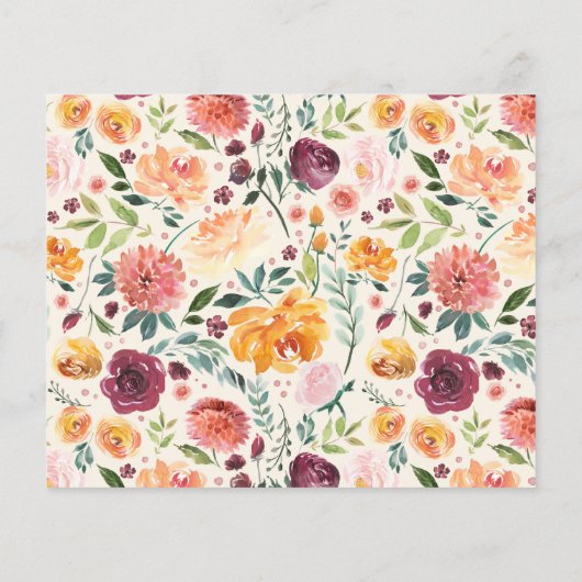 Papier Aquarelle Fleurs d'automne Floral Enregistrer la d (Dos)