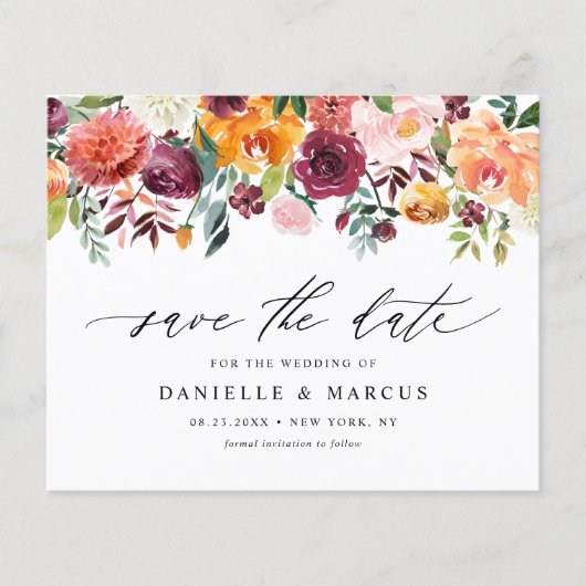 Papier Aquarelle Fleurs d'automne Floral Enregistrer la d (Devant)