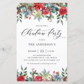 Papier Aquarelle Fleurs d'hiver Noël Invitation (Devant)