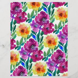 Papier Aquarelle Fleurs Maroon Livre jaune