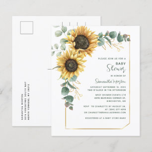 Papier Aquarelle Floral Baby shower de tournesol Invitati