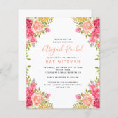 Papier Aquarelle Floral Budget Bat mitzvah Invitation (Devant / Derrière)