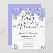 Papier Aquarelle Floral Fancy Script bébé en bleu fleur (Devant / Derrière)