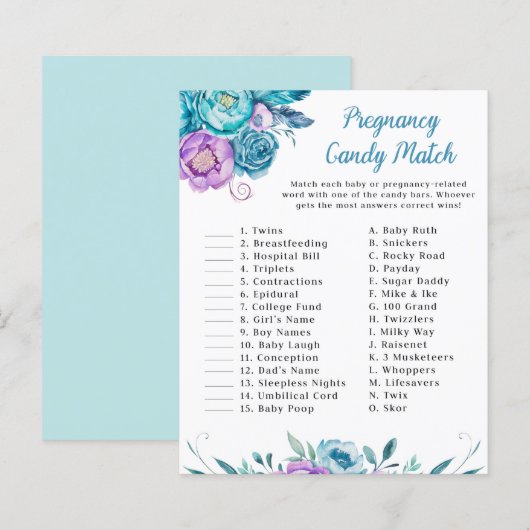 Papier Aquarelle Floral Grossesse Bonbons Match (Devant / Derrière)