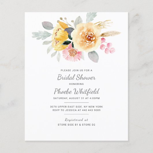 Papier Aquarelle Floral Nuptiale Invitation (Devant)