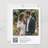 Papier Aquarelle florale rose budget QR Code Mariage (Dos)