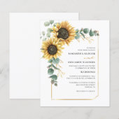 Papier Aquarelle Florale Tournesol Mariage Eucalyptus (Devant / Derrière)