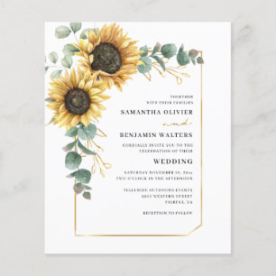 Papier Aquarelle Florale Tournesol Mariage Eucalyptus