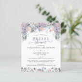 Papier Aquarelle Florale violet nuptiale Invitation de do (Debout devant)