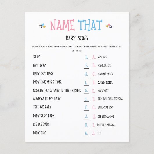 Papier Aquarelle Genre Révéler Nom Que Bébé Chanson Jeu (Dos)