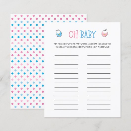 Papier Aquarelle Genre Révéler Oh Baby Game (Devant / Derrière)