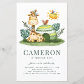 Papier Aquarelle Giraffe Safari Invitation d'anniversaire (Devant)