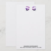 Papier Aquarelle glamour aux yeux et aux bouillons pourpr (Devant / Derrière)