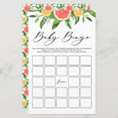 Papier Aquarelle Grapefruit Baby Baby shower de Bingo Jeu (Devant / Derrière)