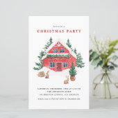 Papier Aquarelle hiver Cottage Noël Invitation (Debout devant)