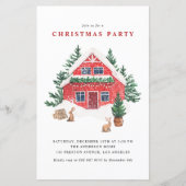 Papier Aquarelle hiver Cottage Noël Invitation (Devant)