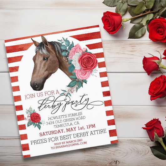 Papier Aquarelle Horse Thoroughbred Derby Party Rose roug