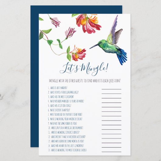 Papier Aquarelle Humminbird Let's Mingle ! Jeu (Devant / Derrière)