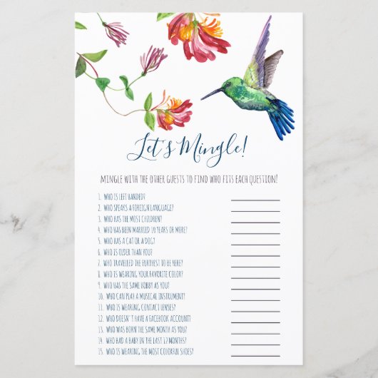 Papier Aquarelle Humminbird Let's Mingle ! Jeu (Devant)