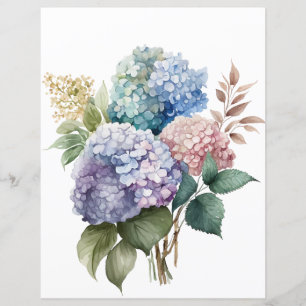 Papier Aquarelle hydrangea fleurs tissu de découpage