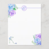 Papier Aquarelle Hydrangée Floral Haut talon Monogramme (Devant)
