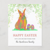 Papier Aquarelle lapin et oeufs Joyeux Pâques (Devant)