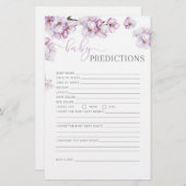 Papier Aquarelle lilas Cerisiers fleurs bébé prédictions (Devant / Derrière)