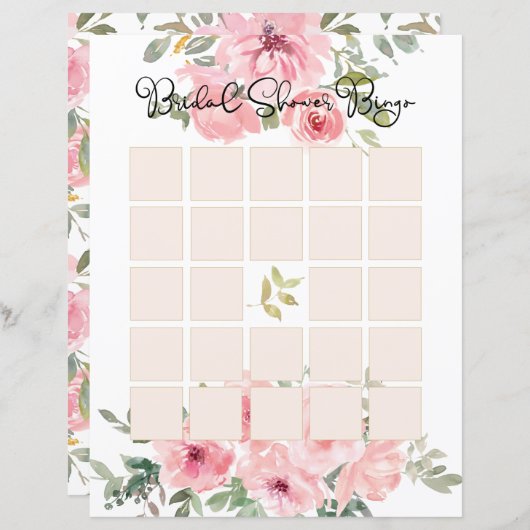 Papier Aquarelle Lush Blush rose Floral Bingo (Devant / Derrière)