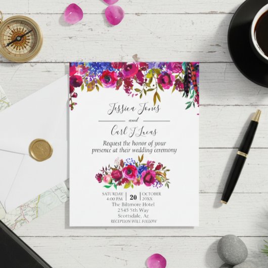 Papier Aquarelle mariage Joyau floral brillant Tone Rouge