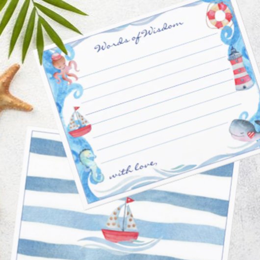 Papier Aquarelle marine Baby shower Mots de sagesse