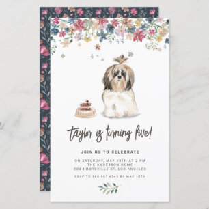 Papier Aquarelle mignonne Chih Tzu Chien Invitation Anniv