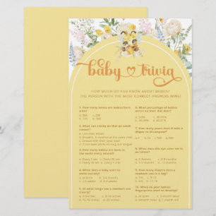 Papier Aquarelle mignonne Miel Bee Baby Trivia Jeu