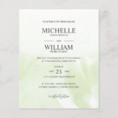 Papier Aquarelle Mint Vert Plaine Élégant Mariage Budget (Devant)