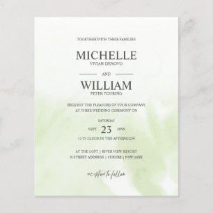 Papier Aquarelle Mint Vert Plaine Élégant Mariage Budget