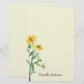 Papier Aquarelle Moderne Printemps Jaune Vert Floral (Devant / Derrière)