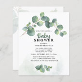 Papier Aquarelle moderne verte Baby shower Invitation (Devant / Derrière)