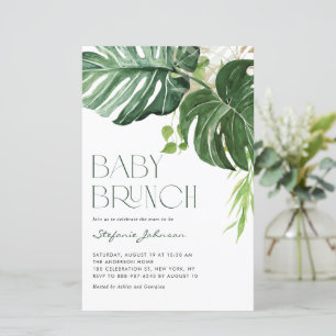 Papier Aquarelle Monstera été bébé Brunch Invitation