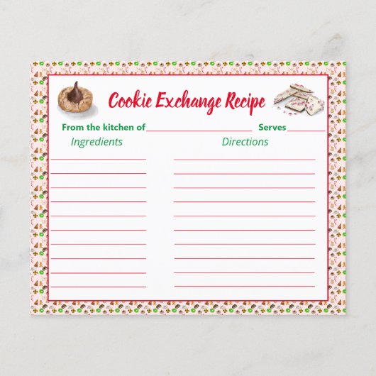 Papier Aquarelle Noël Cookies Exchange Recette (Devant)