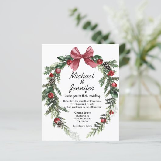 Papier aquarelle noël faire-part de mariage de verdure (Debout devant)