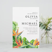 Aquarelle Oiseaux du Paradis Faire-part de mariage