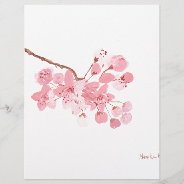 Papier Aquarelle originale de fleurs de cerisier (Devant)