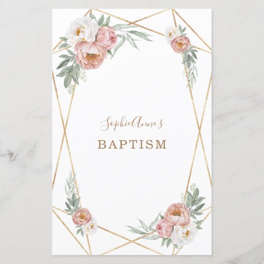 Papier Aquarelle Pampas Floral Rose Pampas Grass Baptiser (Dos)