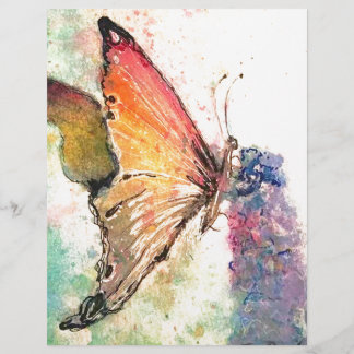 Papier aquarelle papillon à fleur violette