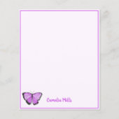 Papier Aquarelle Papillon pourpre Nom personnalisé (Devant)